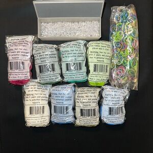 Rainbow Loom Bands Lot of 9 Hundreds of Bands & C Clips Brand New